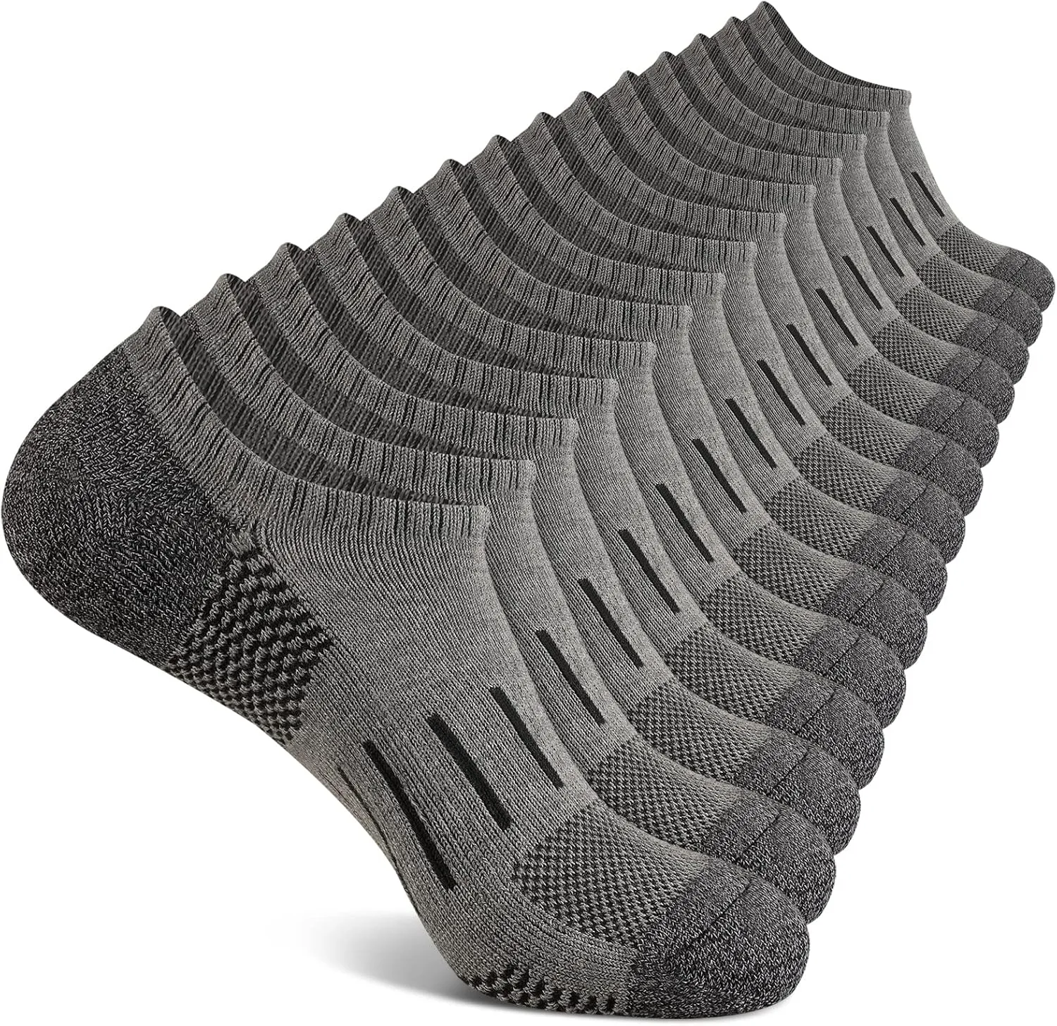 Heatuff No Show Socks Men 7 Pairs Low Cut Athletic Cushion Non Slip Breathable Socks