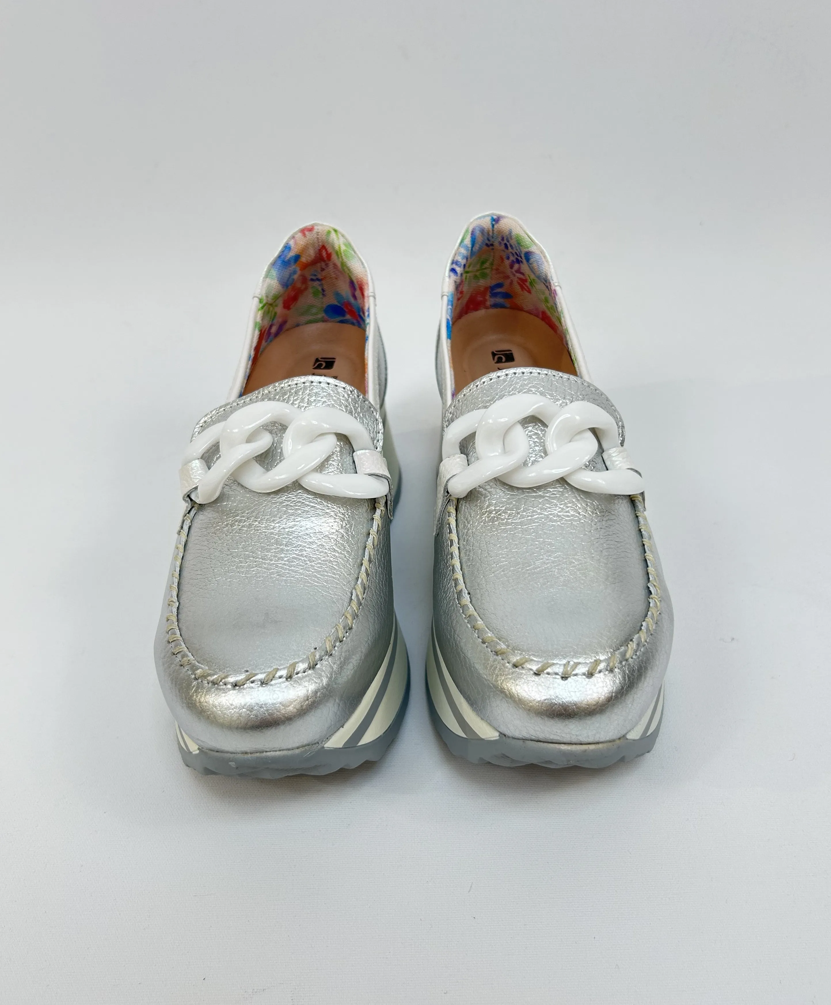 JOSE SAENZ Silver Metallic Buckle Platform