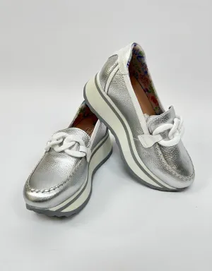 JOSE SAENZ Silver Metallic Buckle Platform