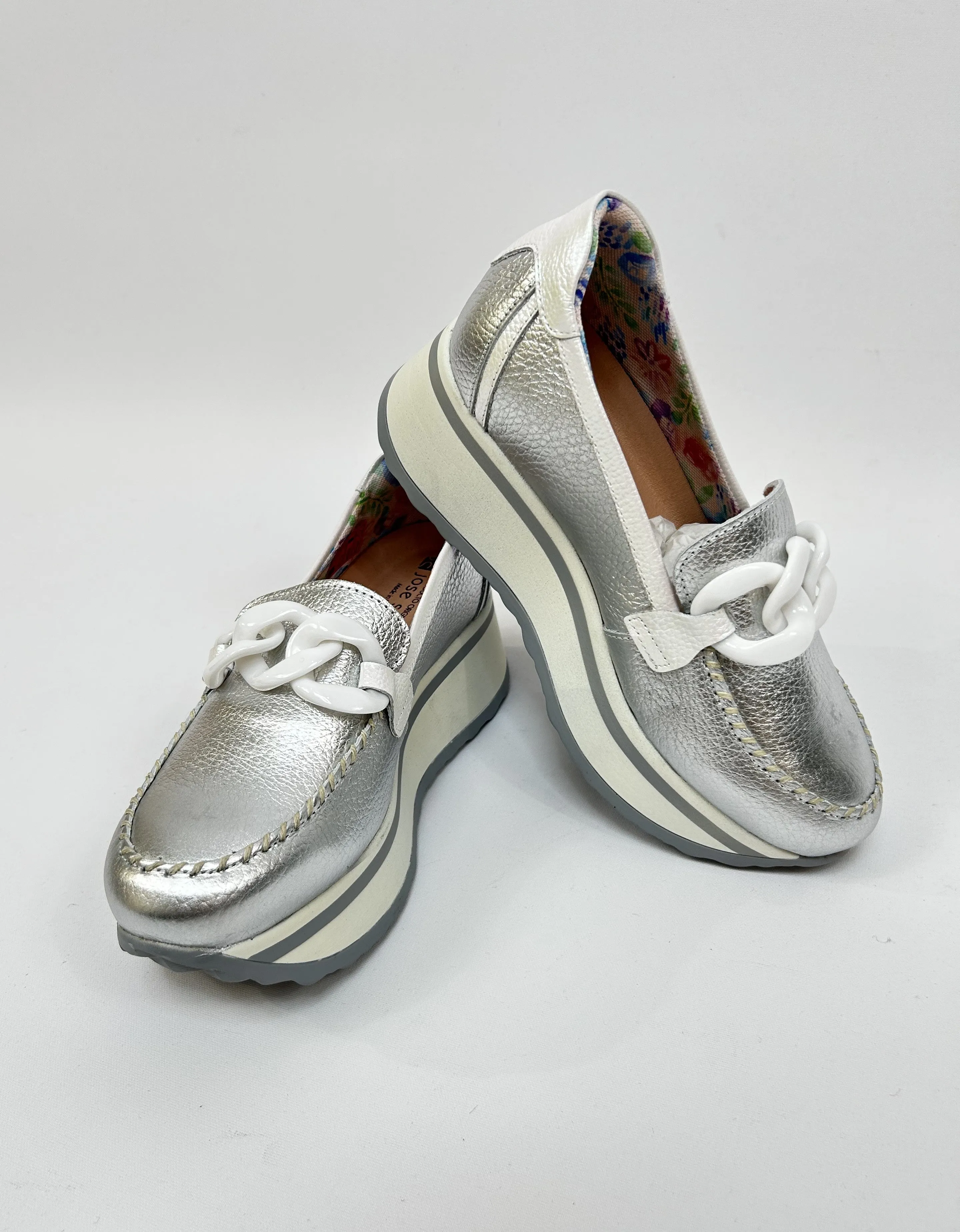 JOSE SAENZ Silver Metallic Buckle Platform