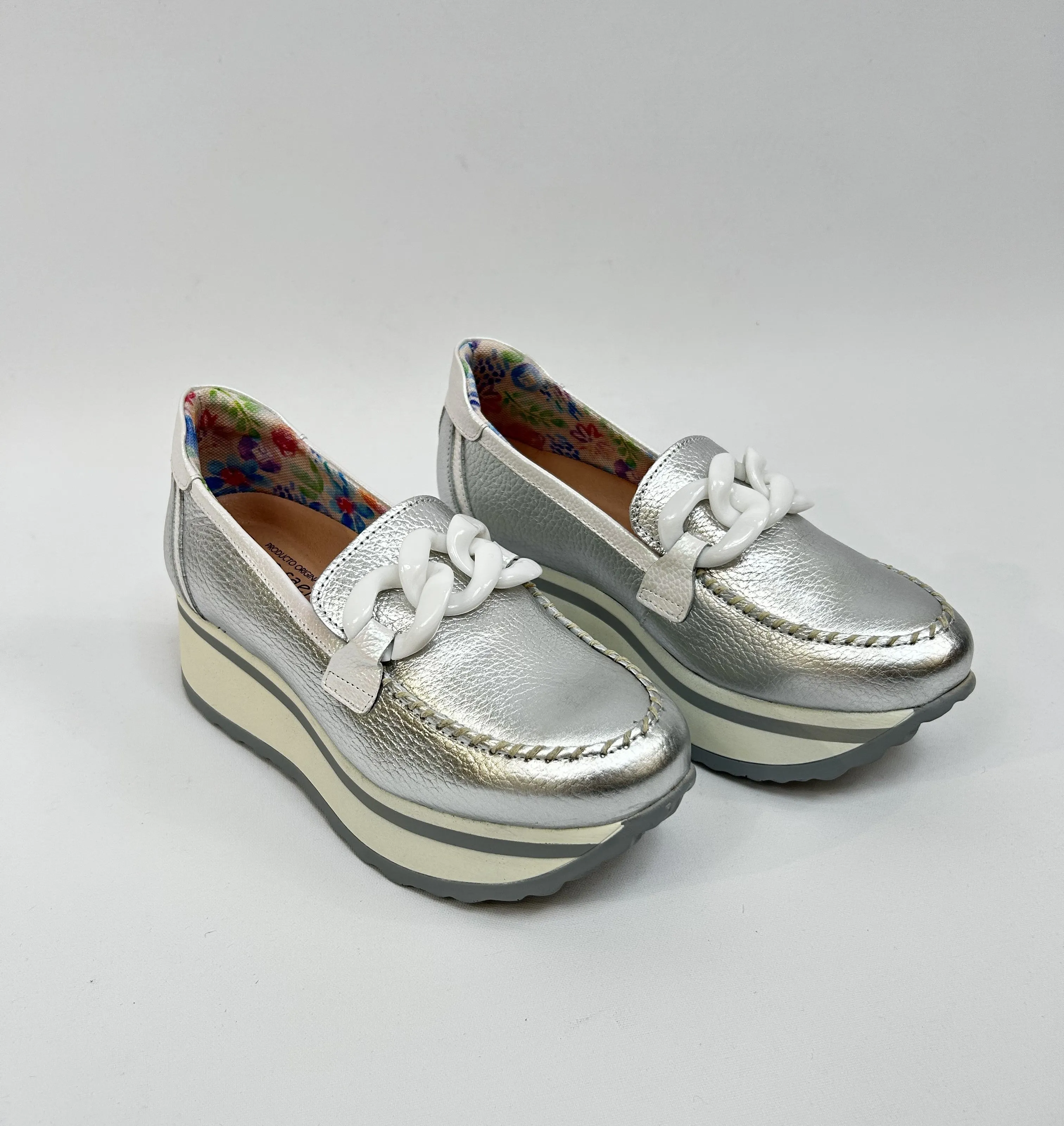 JOSE SAENZ Silver Metallic Buckle Platform
