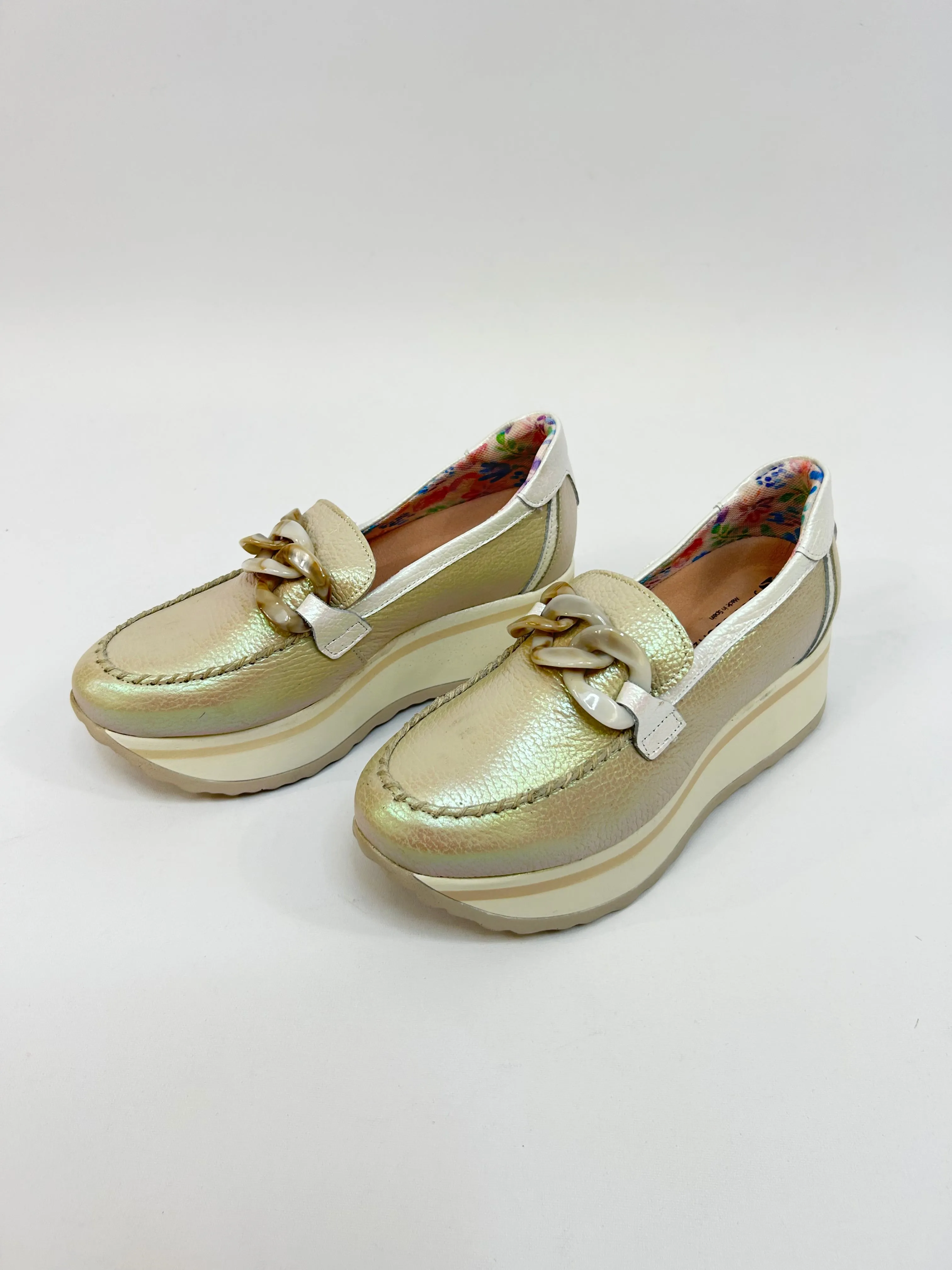 JOSE SAENZ Two-Tone Iridescent Buckle Loafers