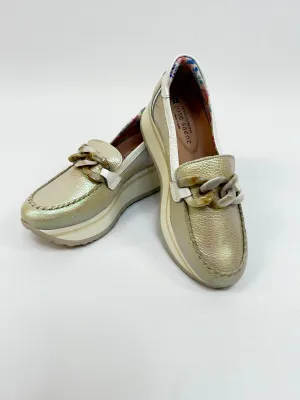 JOSE SAENZ Two-Tone Iridescent Buckle Loafers