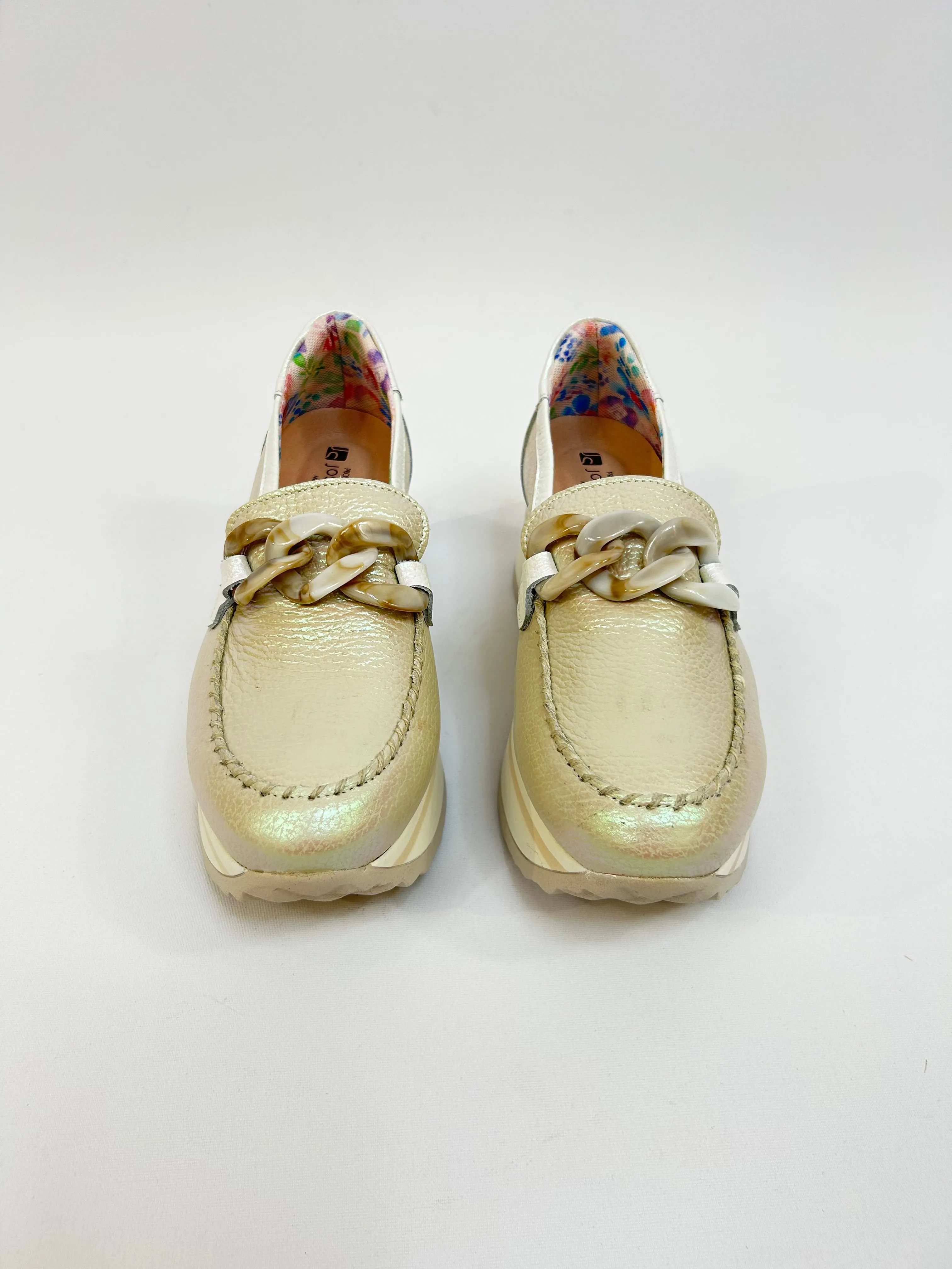 JOSE SAENZ Two-Tone Iridescent Buckle Loafers