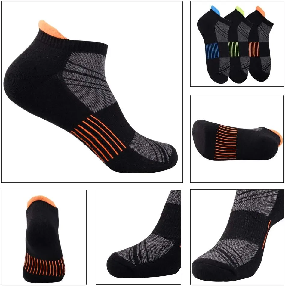 JOYNÉE Mens Ankle Low Cut Athletic Tab Socks for Men Sport Comfort Cushion Sock 6 Pack