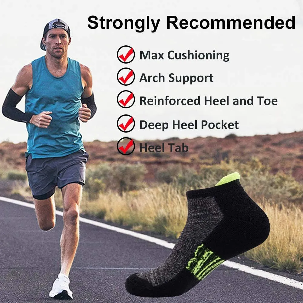 JOYNÉE Mens Ankle Low Cut Athletic Tab Socks for Men Sport Comfort Cushion Sock 6 Pack