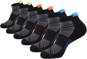 JOYNÉE Mens Ankle Low Cut Athletic Tab Socks for Men Sport Comfort Cushion Sock 6 Pack