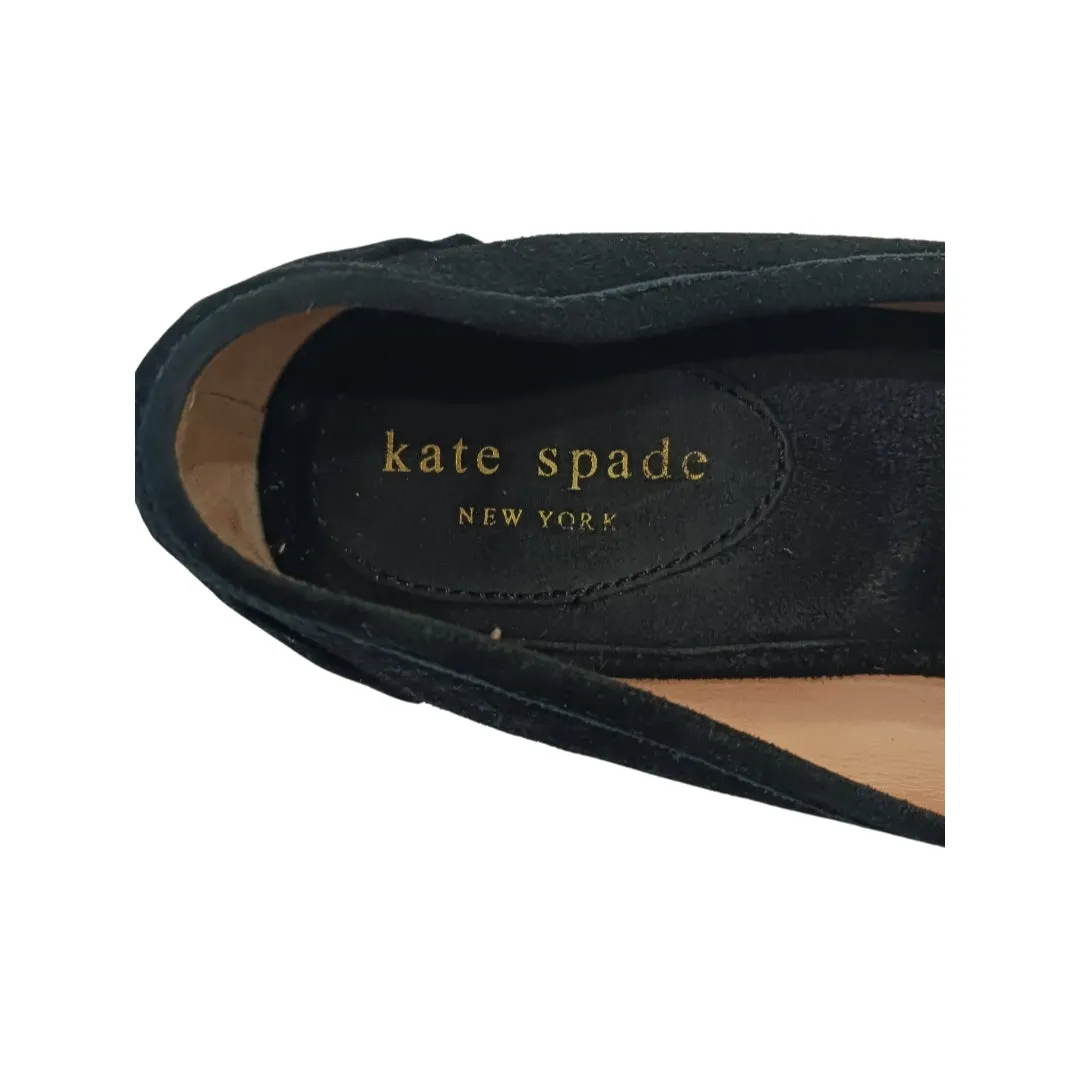 Kate Spade Black Loafers, Suede, Size 7