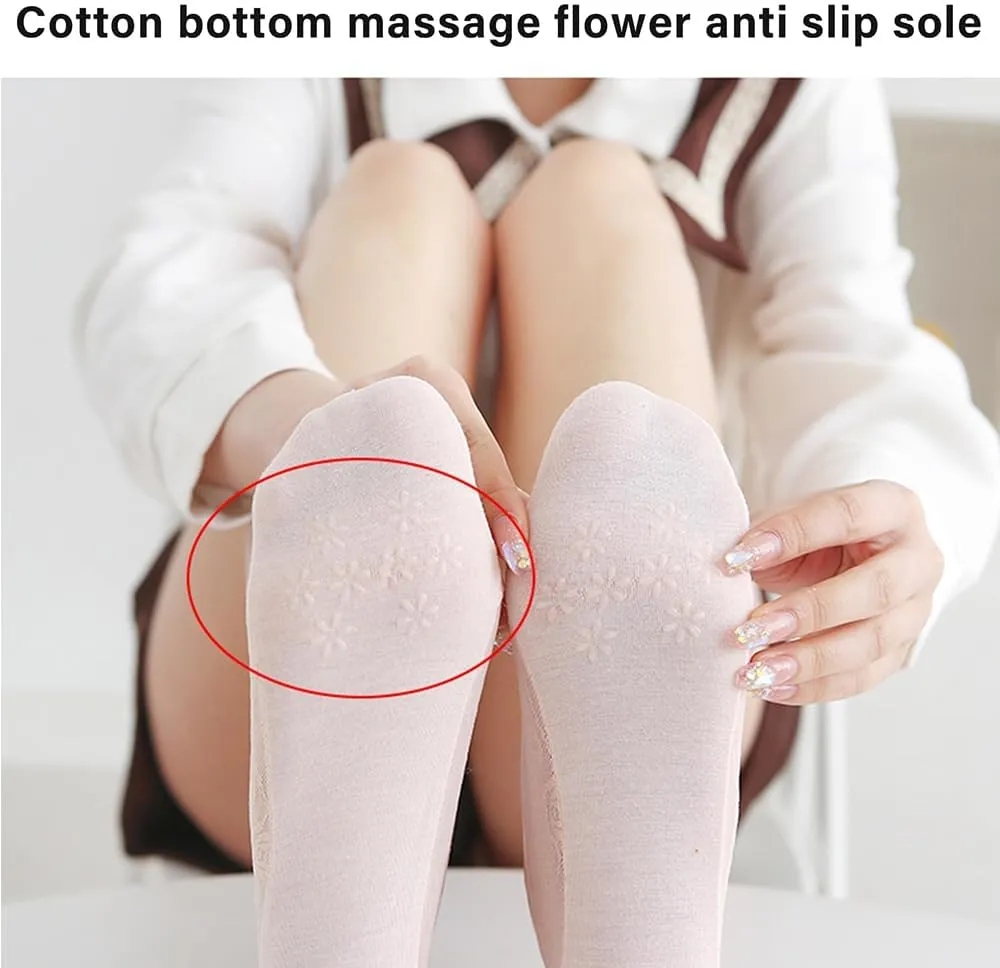 Lace No Show Liner Socks for Women, Women's Lace Casual No Show Non-skid Boat Socks