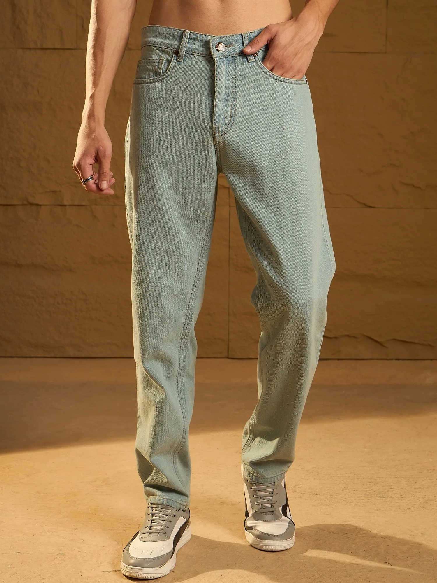 Light Green: Korean Baggy Jeans
