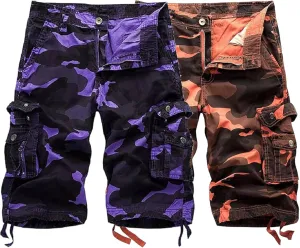 Maiyifu-GJ Mens Camo Military Cargo Shorts Lightweight Multi-Pocket Camouflage Shorts Summer Casual Loose Short Pants