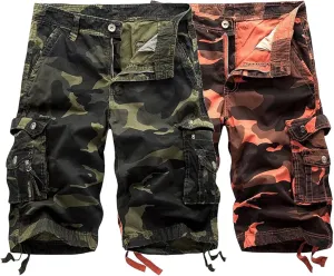 Maiyifu-GJ Mens Camo Military Cargo Shorts Lightweight Multi-Pocket Camouflage Shorts Summer Casual Loose Short Pants