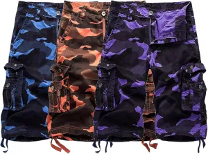 Maiyifu-GJ Mens Camo Military Cargo Shorts Lightweight Multi-Pocket Camouflage Shorts Summer Casual Loose Short Pants
