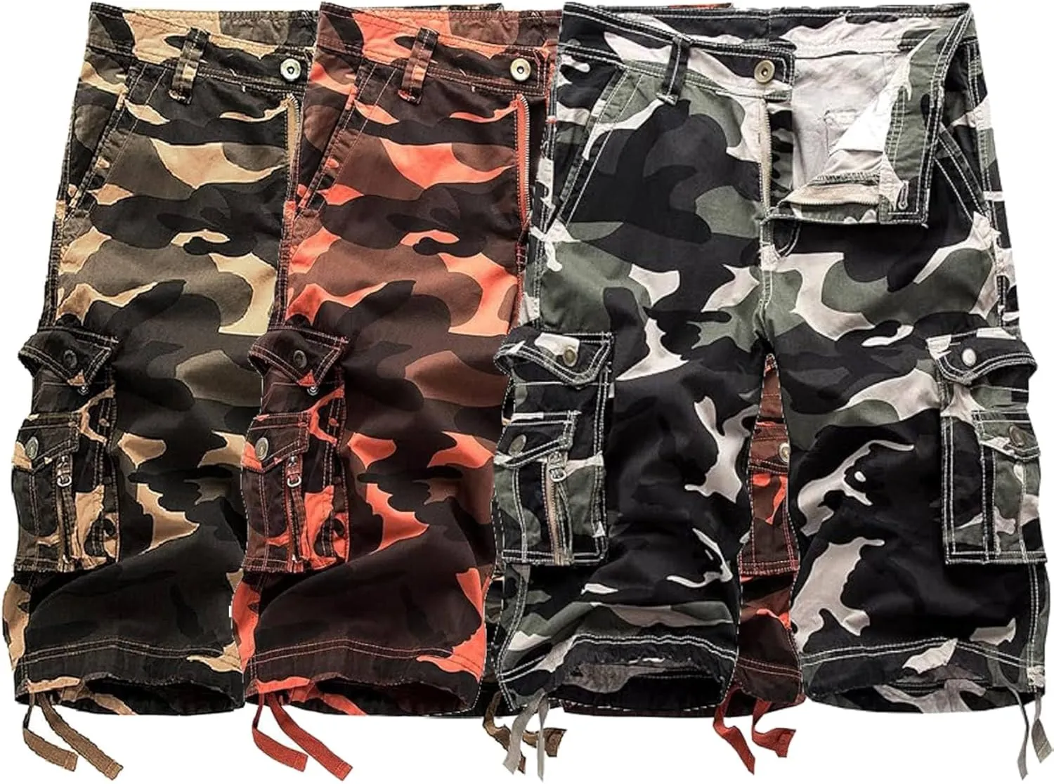 Maiyifu-GJ Mens Camo Military Cargo Shorts Lightweight Multi-Pocket Camouflage Shorts Summer Casual Loose Short Pants