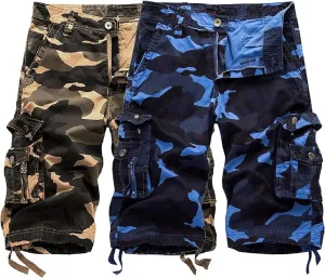 Maiyifu-GJ Mens Camo Military Cargo Shorts Lightweight Multi-Pocket Camouflage Shorts Summer Casual Loose Short Pants