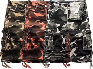 Maiyifu-GJ Mens Camo Military Cargo Shorts Lightweight Multi-Pocket Camouflage Shorts Summer Casual Loose Short Pants