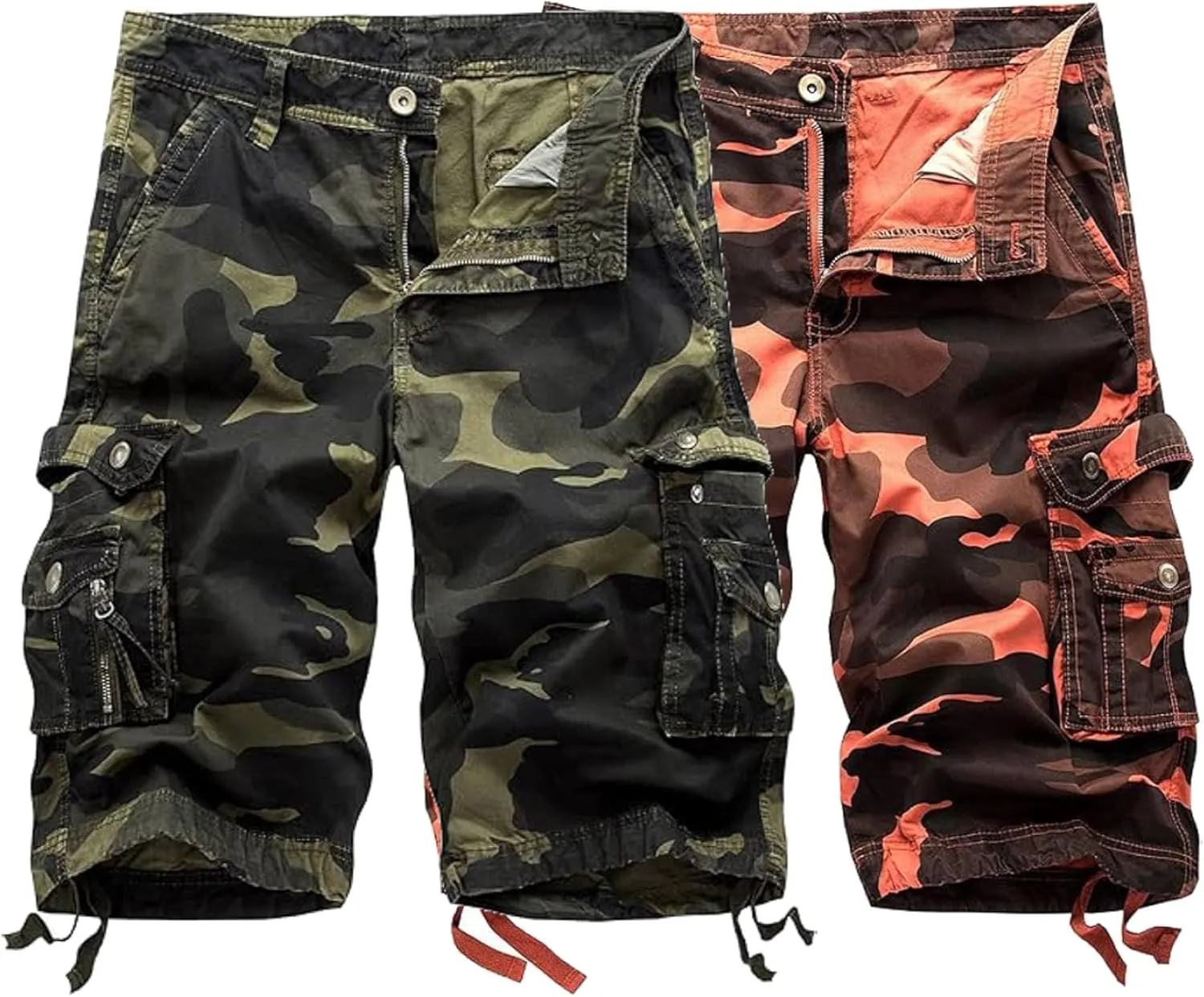 Maiyifu-GJ Mens Camo Military Cargo Shorts Lightweight Multi-Pocket Camouflage Shorts Summer Casual Loose Short Pants