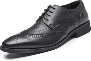 Men Dress Shoes Men's Oxfords Genuine Leather Wingtip Derby Shoes Formal Business Casual Dress Tuxedo Shoes