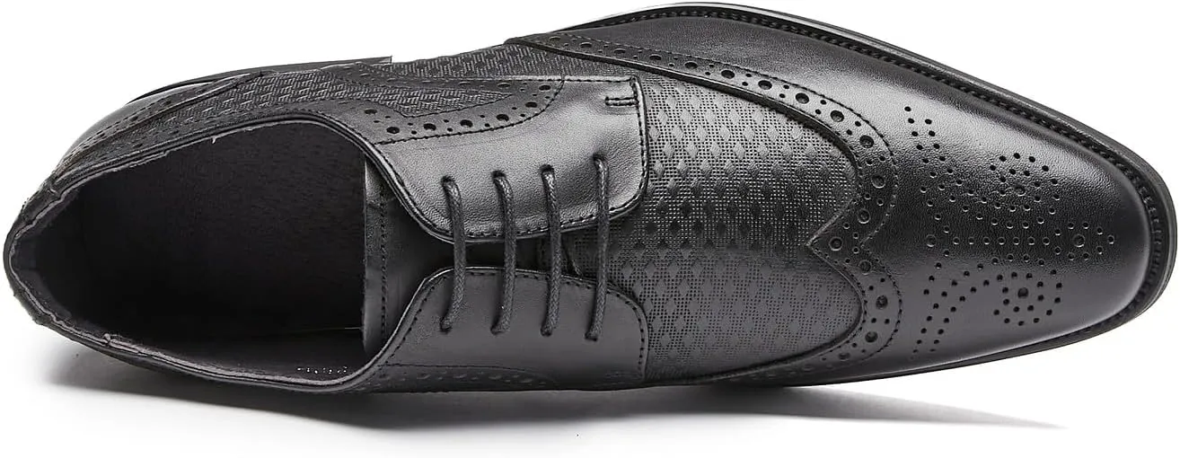 Men Dress Shoes Men's Oxfords Genuine Leather Wingtip Derby Shoes Formal Business Casual Dress Tuxedo Shoes