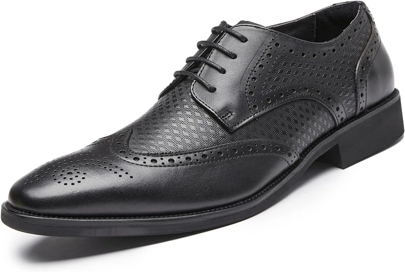 Men Dress Shoes Men's Oxfords Genuine Leather Wingtip Derby Shoes Formal Business Casual Dress Tuxedo Shoes