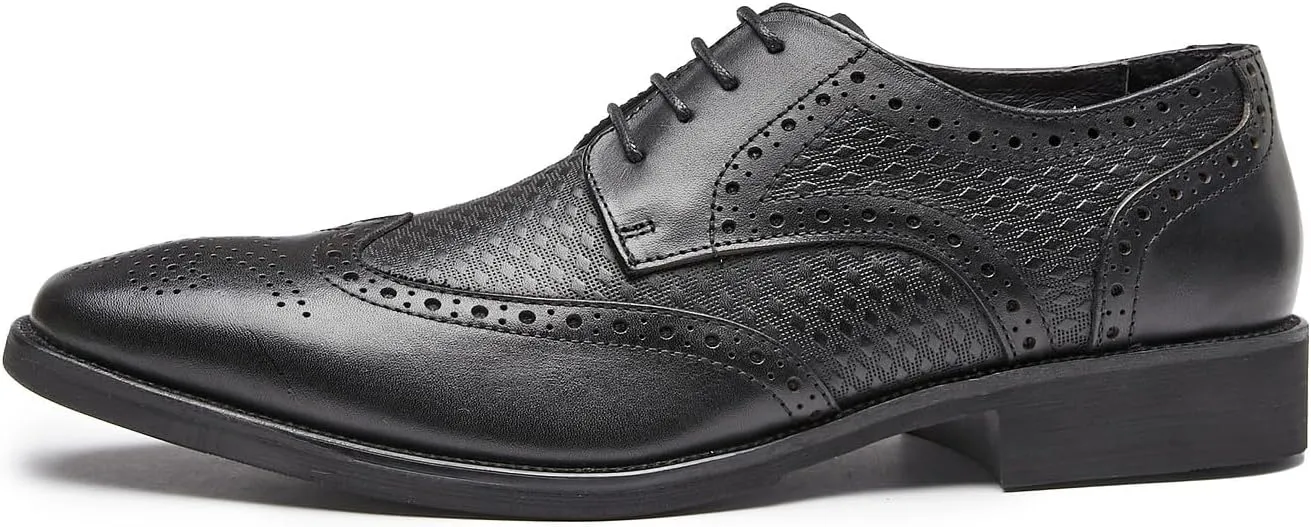 Men Dress Shoes Men's Oxfords Genuine Leather Wingtip Derby Shoes Formal Business Casual Dress Tuxedo Shoes