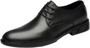 Men Leather Oxford Dress Shoes Lace Up Classic Formal Wedding Business Round Toe Non Slip Comfortable Durable Genuine Leather Stylish Party Tuxedo Office