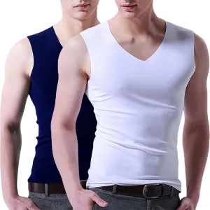 Men's 2 Pack Muscle Cut Off Gym Workout Stringer Tank Tops Quick Dry Soft Muscle Bodybuilding Fitness Cotton T-Shirt