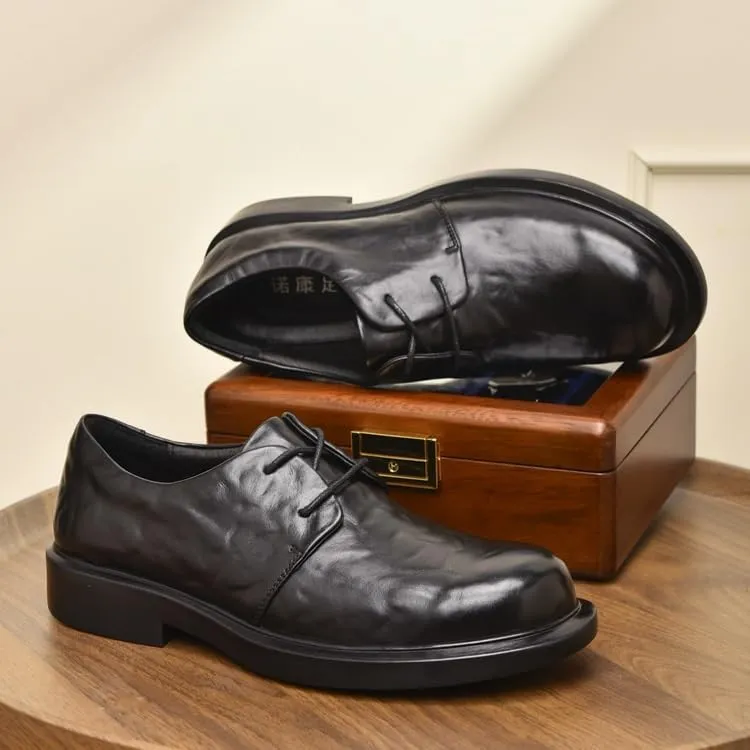 Men's Breathable Leather Wingtip Brogue Oxfords Classic Lace-up Formal Tuxedo Derby Shoes Comfortable Non-Slip Low Top Business Work Shoes