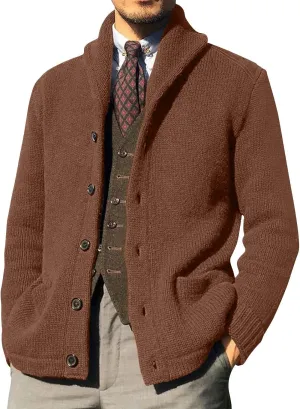 Mens Cardigan Sweaters with Buttons Oversized Long Sleeve Pullover Sweater Fashion Big and Tall Cable Knit Dress Sweater