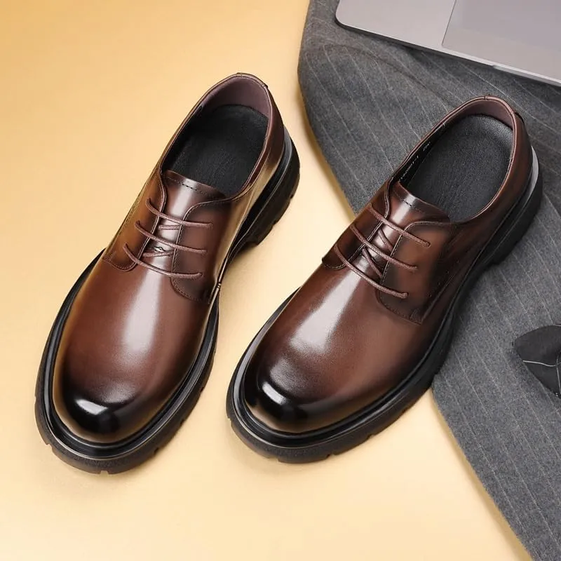Men's Casual Genuine Leather Lace Up Flats Hand-Sewed Walking Driving Loafers Shoes Breathable Shoes for Business Office Wear