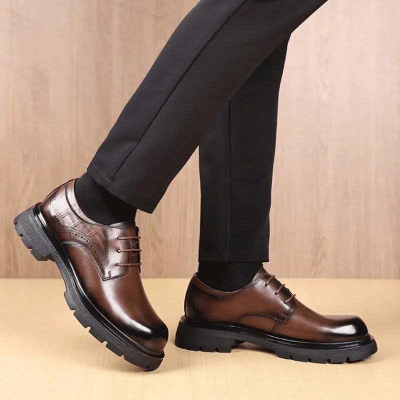 Men's Casual Genuine Leather Lace Up Flats Hand-Sewed Walking Driving Loafers Shoes Breathable Shoes for Business Office Wear