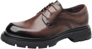 Men's Casual Genuine Leather Lace Up Flats Hand-Sewed Walking Driving Loafers Shoes Breathable Shoes for Business Office Wear