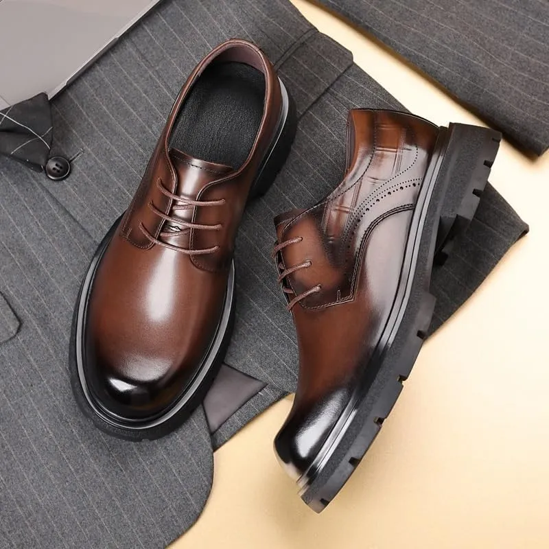 Men's Casual Genuine Leather Lace Up Flats Hand-Sewed Walking Driving Loafers Shoes Breathable Shoes for Business Office Wear
