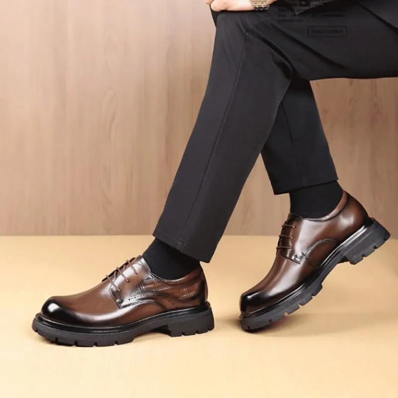 Men's Casual Genuine Leather Lace Up Flats Hand-Sewed Walking Driving Loafers Shoes Breathable Shoes for Business Office Wear