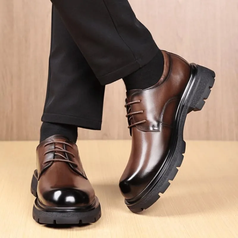 Men's Casual Genuine Leather Lace Up Flats Hand-Sewed Walking Driving Loafers Shoes Breathable Shoes for Business Office Wear