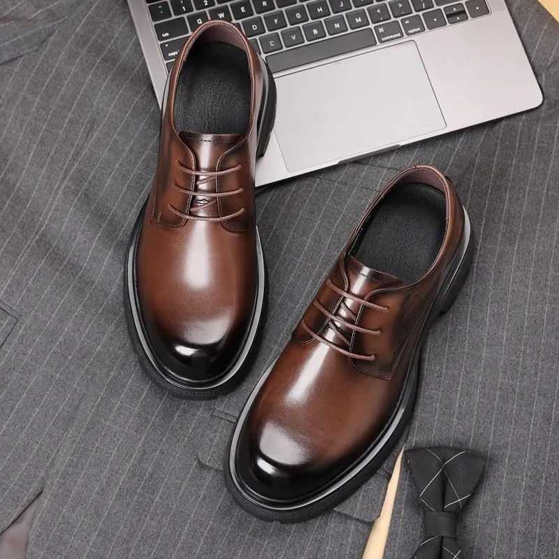 Men's Casual Genuine Leather Lace Up Flats Hand-Sewed Walking Driving Loafers Shoes Breathable Shoes for Business Office Wear