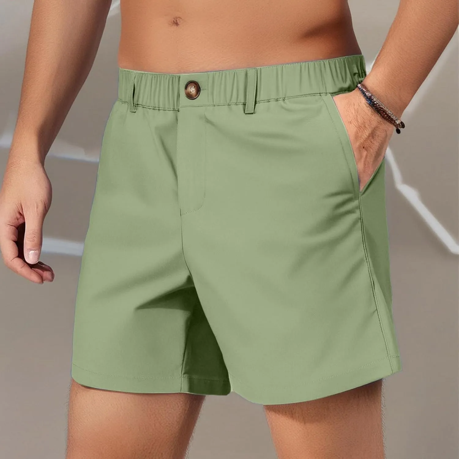 Mens Casual Shorts Summer Casual Lightweight Slim Fit Elastic Waist Athletic Shorts with Pockets