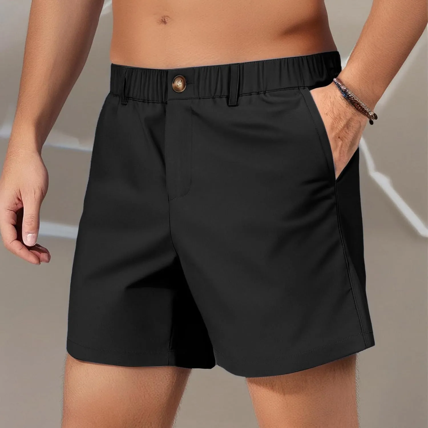 Mens Casual Shorts Summer Casual Lightweight Slim Fit Elastic Waist Athletic Shorts with Pockets