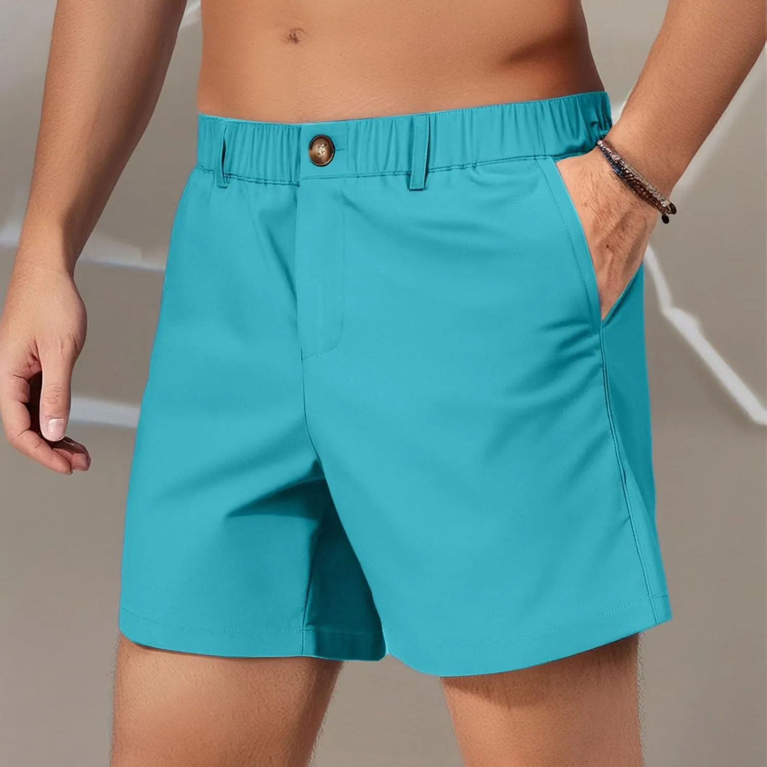 Mens Casual Shorts Summer Casual Lightweight Slim Fit Elastic Waist Athletic Shorts with Pockets