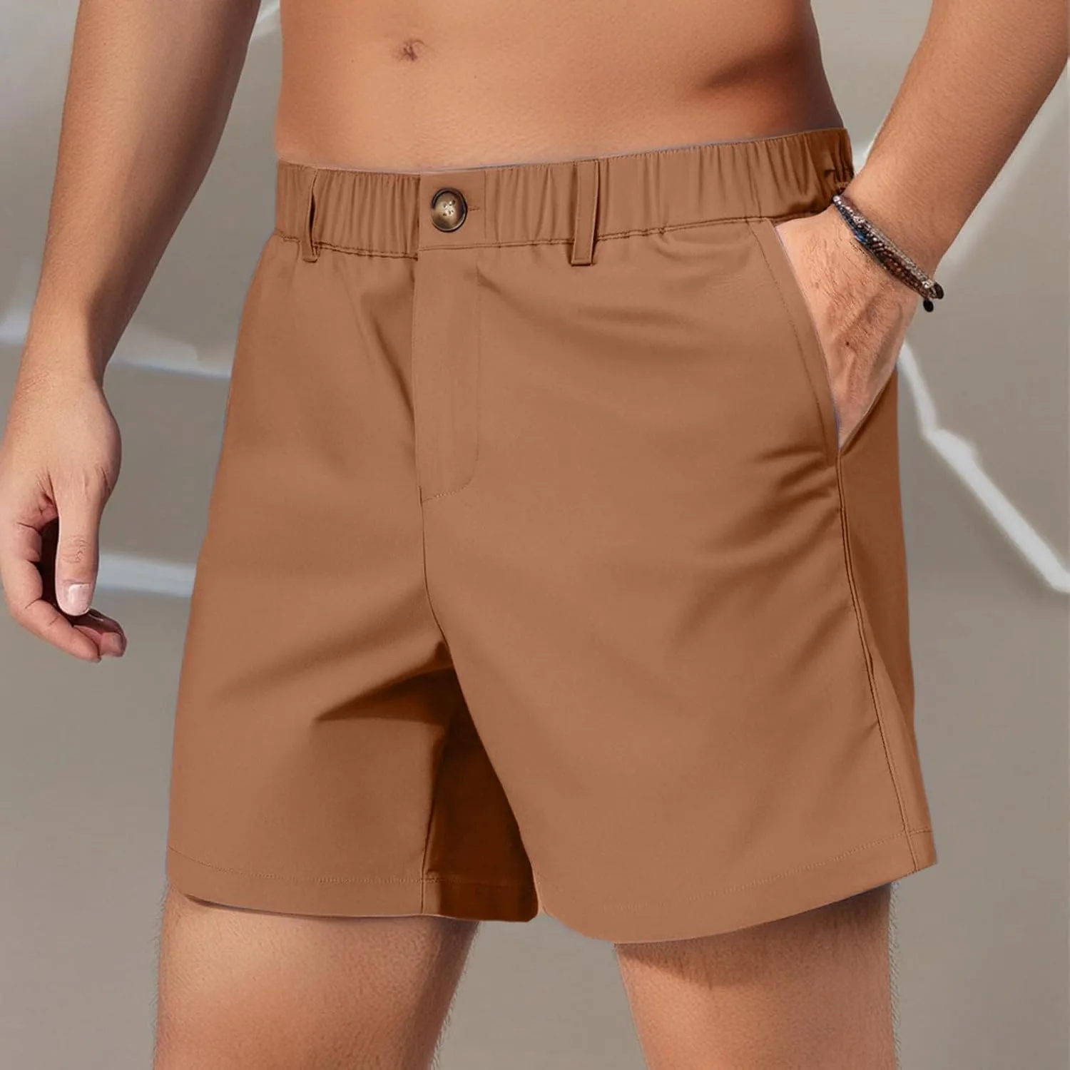 Mens Casual Shorts Summer Casual Lightweight Slim Fit Elastic Waist Athletic Shorts with Pockets