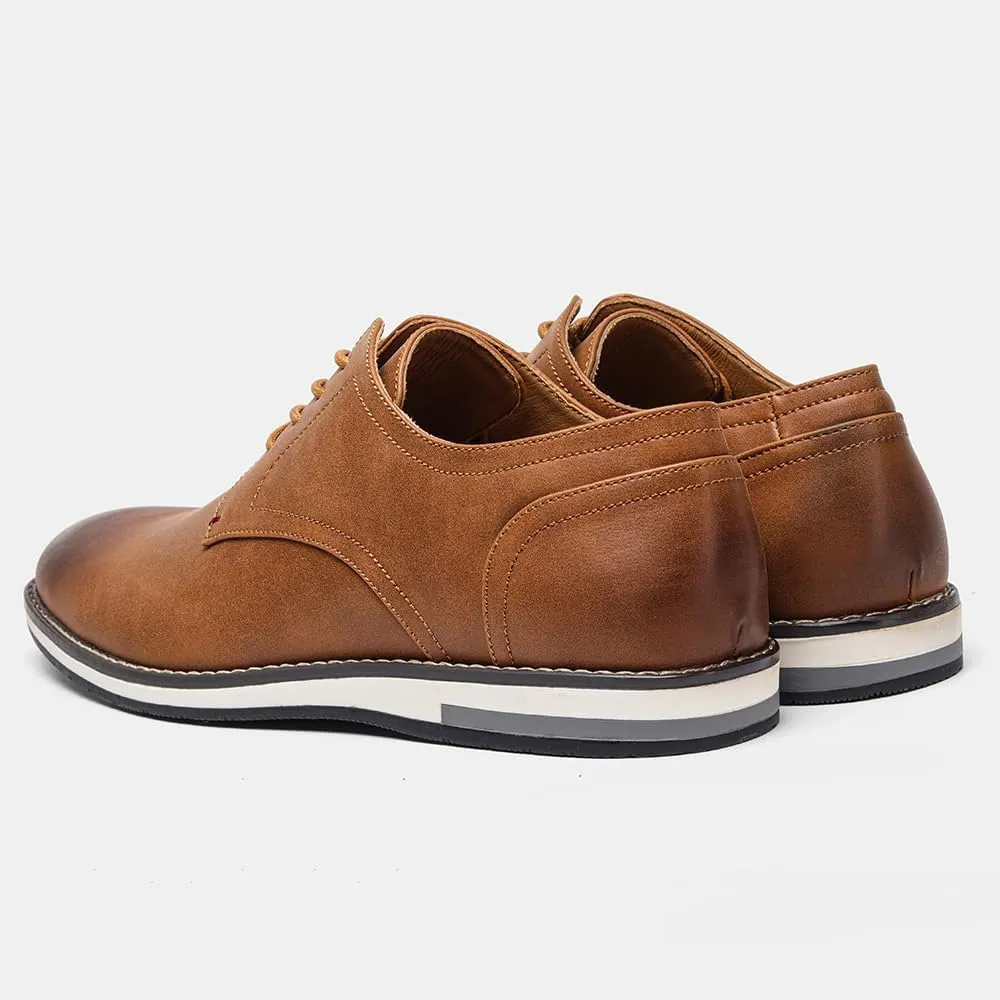 Men's Comfortable Dress Shoes, Flat Non Slip Casual Derby Oxford Shoes, Leather Stitching Lace-up Business Sneakers
