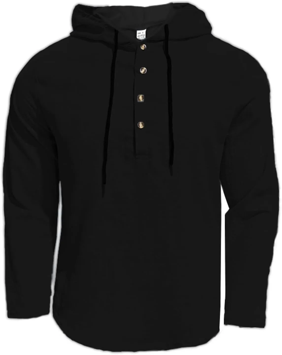 Mens Cotton Linen Hoodies Long Sleeve Casual Summer Beach Hippie Shirts with Hood V Neck Button Up Fishing T-Shirts