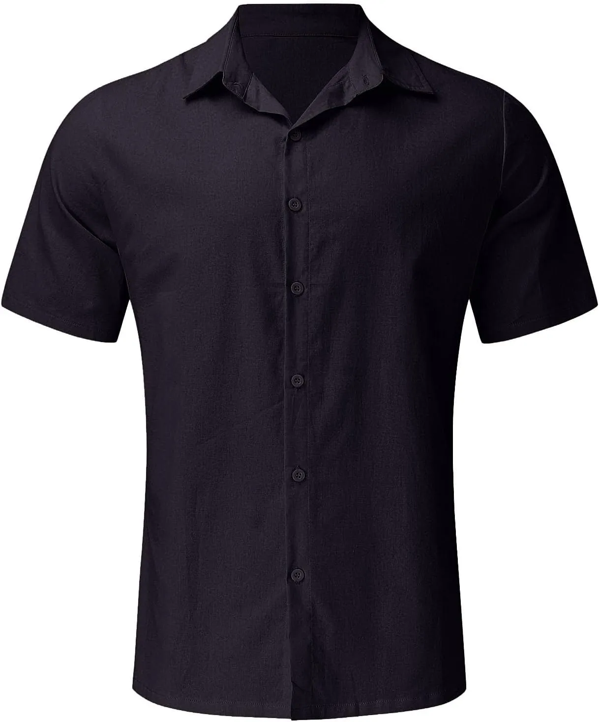 Men's Cotton Linen Shirts Summer Short Sleeve Button Down Shirt Plus Size Fashion Loose Tropical Beach Vacation Tops