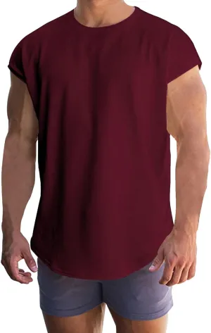 Men's Cut Off Workout Tank Tops Big and Tall Casual Soft Cap Sleeve Sleeveless Gym Muscle Shirts Regular Fit