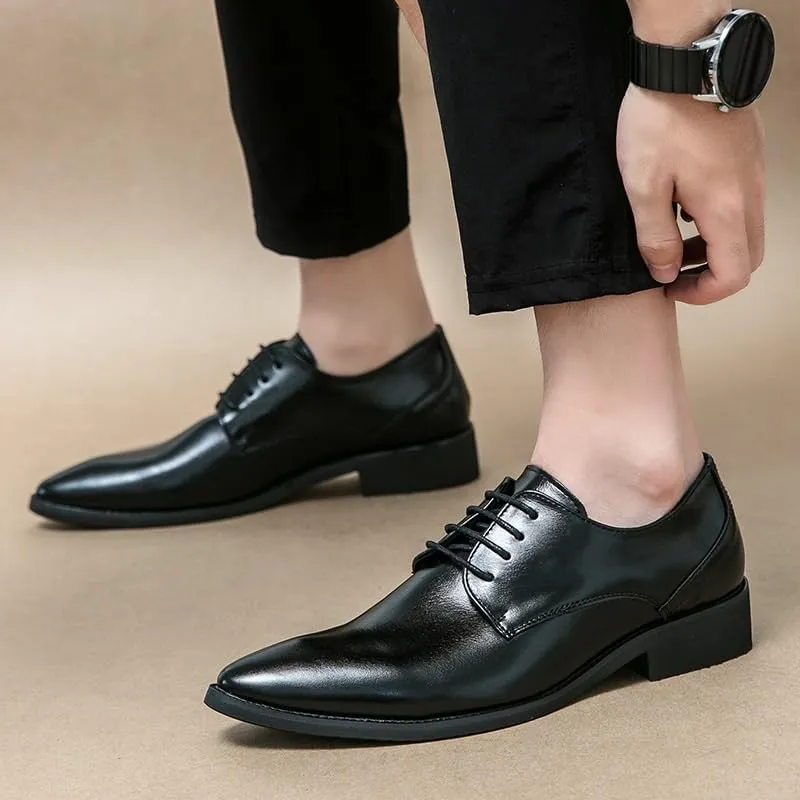 Men's Dress Shoes Leather Classic Formal Mens Oxford Shoes Retro Lace Up Tuxedo Derby Shoes for Men