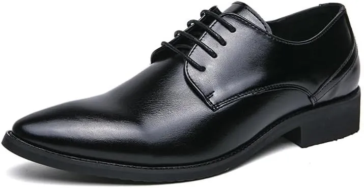 Men's Dress Shoes Leather Classic Formal Mens Oxford Shoes Retro Lace Up Tuxedo Derby Shoes for Men