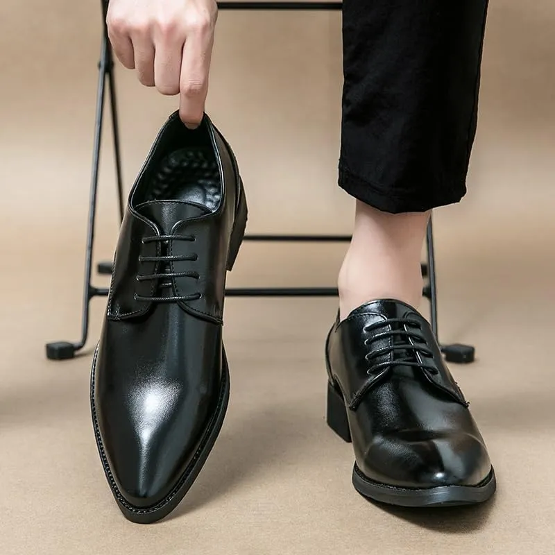 Men's Dress Shoes Leather Classic Formal Mens Oxford Shoes Retro Lace Up Tuxedo Derby Shoes for Men