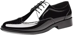 Men’s Formal Oxford Dress Shoes Patent Leather Business Comfortable Lace-Up Wedding Non-Slip Classic Office Shoes Stylish for Men