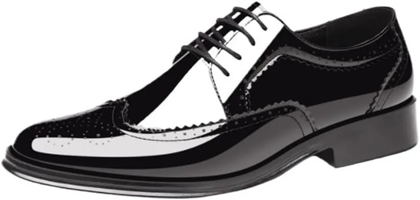 Men’s Formal Oxford Dress Shoes Patent Leather Business Comfortable Lace-Up Wedding Non-Slip Classic Office Shoes Stylish for Men