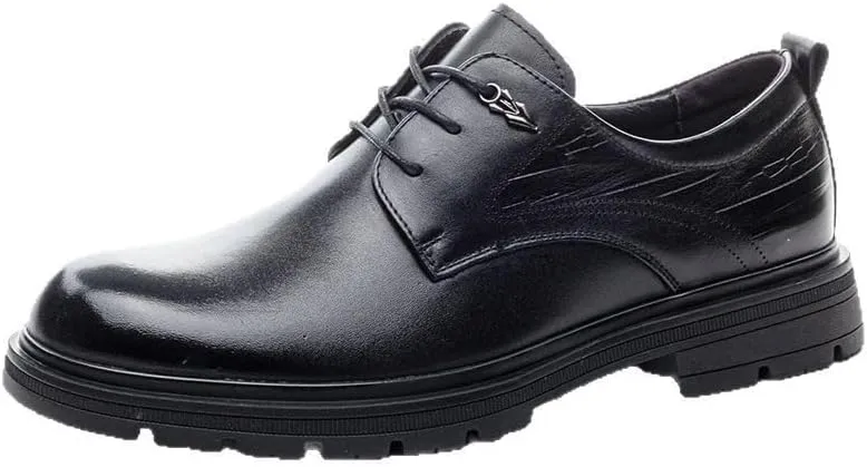 Men's Genuine Leather Hand Stitched Dress Oxfords Fashion Plain Toe Lace up Low Top for Business Work & Daily